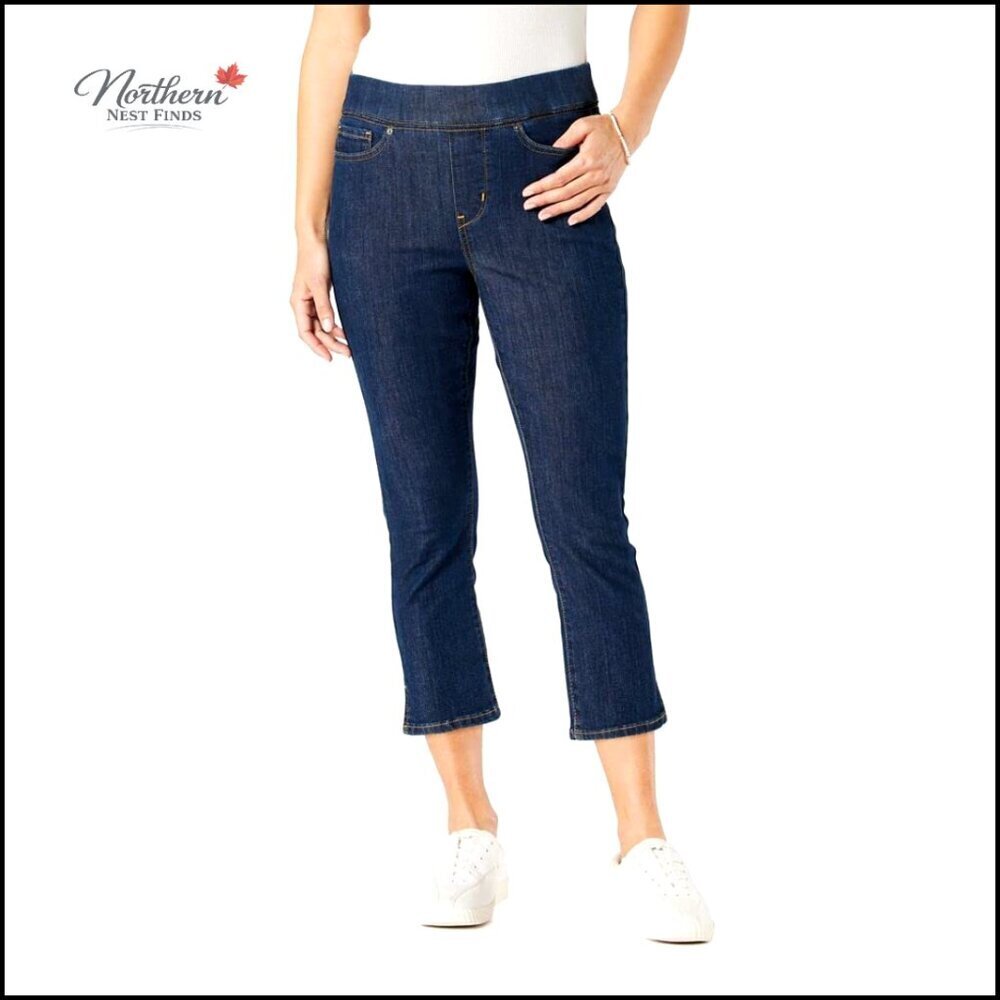 Pull-On Capri Jeans with Tummy Panel, Slim Fit, Stretch Fabric